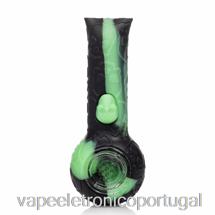 Vape Eletronico Stratus Silicone Caveira Tubo De Mão Preto/uv Slime (preto/uv Verde)